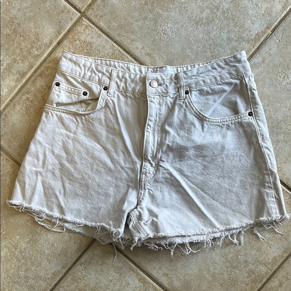 Topshop A-Line Distressed Cut Off Denim Jean Shorts Women's size 10